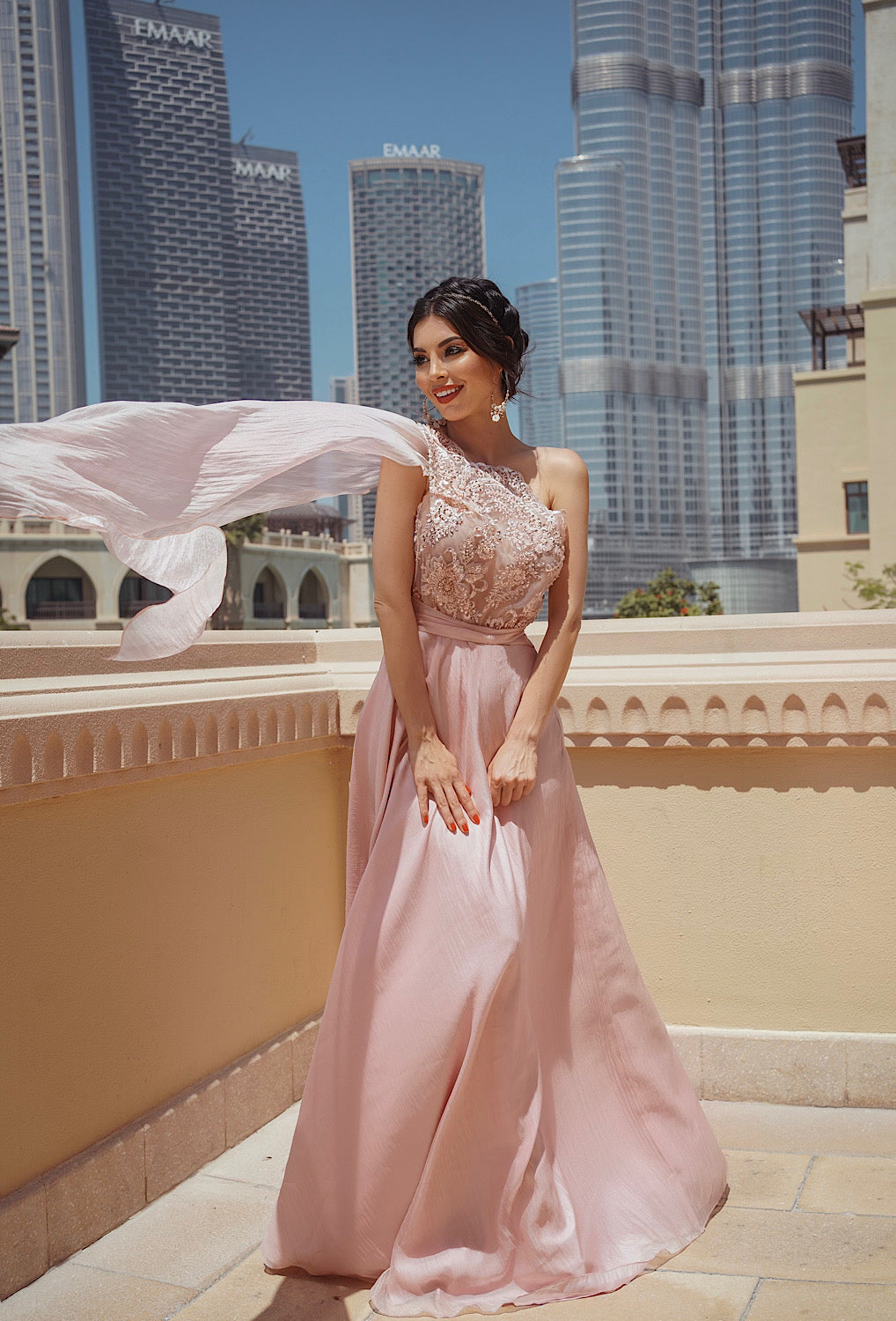 One Shoulder Lace Long Dress