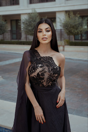 One Shoulder Lace Long Dress